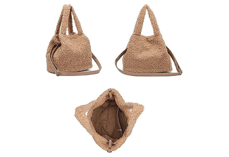 ITALYSHOP24 Schultertasche DAMEN TEDDY Plüsch Shopper TASCHE Tote Henkel Ba günstig online kaufen