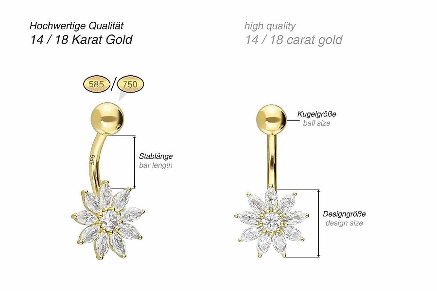 PIERCINGLINE Bauchnabelpiercing 14/18 Karat Gold Bananabell günstig online kaufen