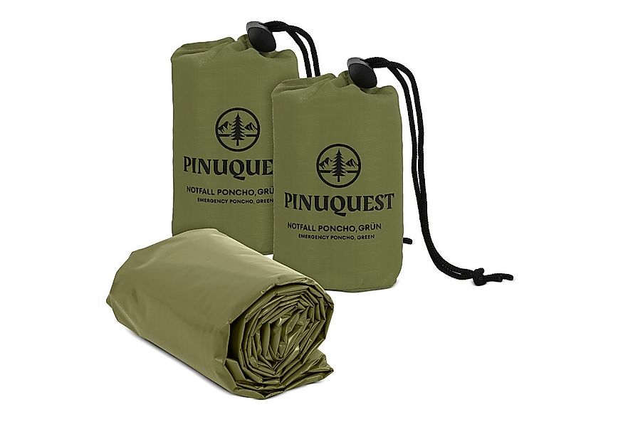 PINUQUEST Regenponcho Notfall-Poncho 26 µm grün (2-St) Poncho für Notfälle, günstig online kaufen