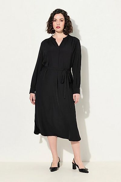 Ulla Popken Midikleid Midikleid V-Ausschnitt Bindegürtel günstig online kaufen