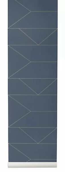 Tapete Lines papierfaser blau / 1 Bahn - B 53 cm - Ferm Living - Blau günstig online kaufen