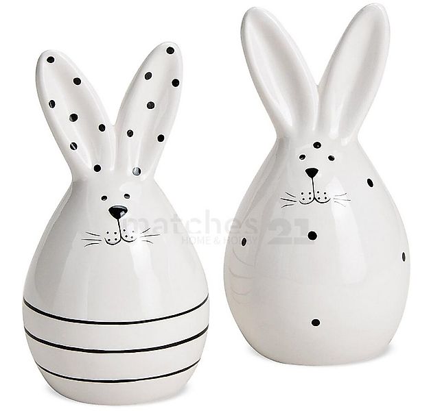 matches21 HOME & HOBBY Dekofigur Osterhasen weiß schwarz 2er Set 14 cm (2 S günstig online kaufen