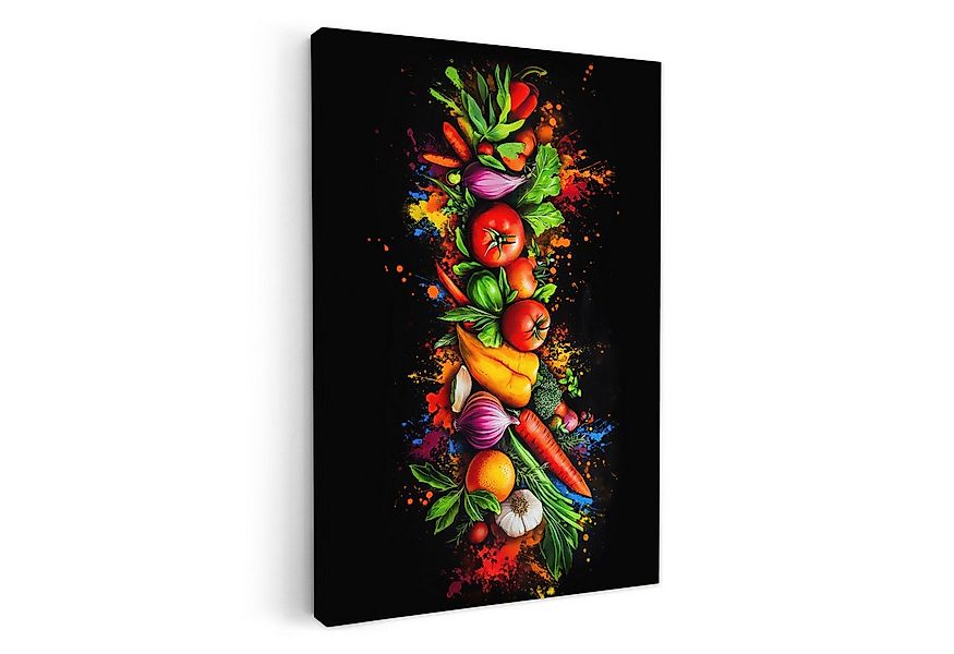OneMillionCanvasses® Leinwandbild Gemüse - Lebensmittel - Kräuter - Graffit günstig online kaufen