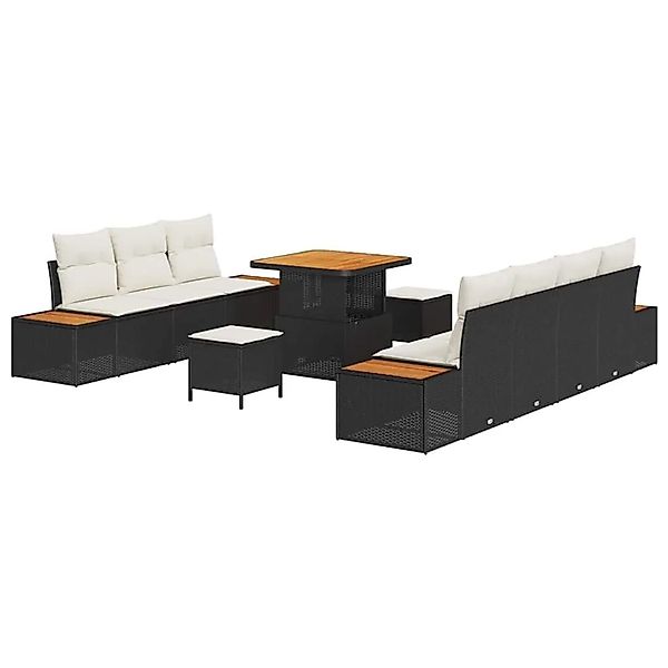 vidaXL Gartensofa-set mit Kissen 10-Tlg Schwarz Poly-Rattan 3364825 günstig online kaufen