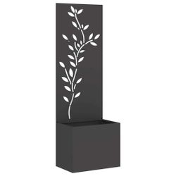 vidaXL Wandbild Garten Sichtschutz-Leinwand Floral Schwarz günstig online kaufen