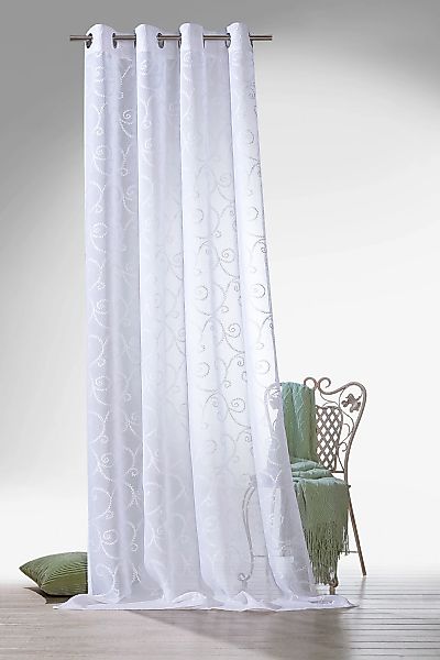 Weckbrodt Vorhang "Romance" Ösen 1 Stk. tlg. echte Stickerei, halbtranspare günstig online kaufen