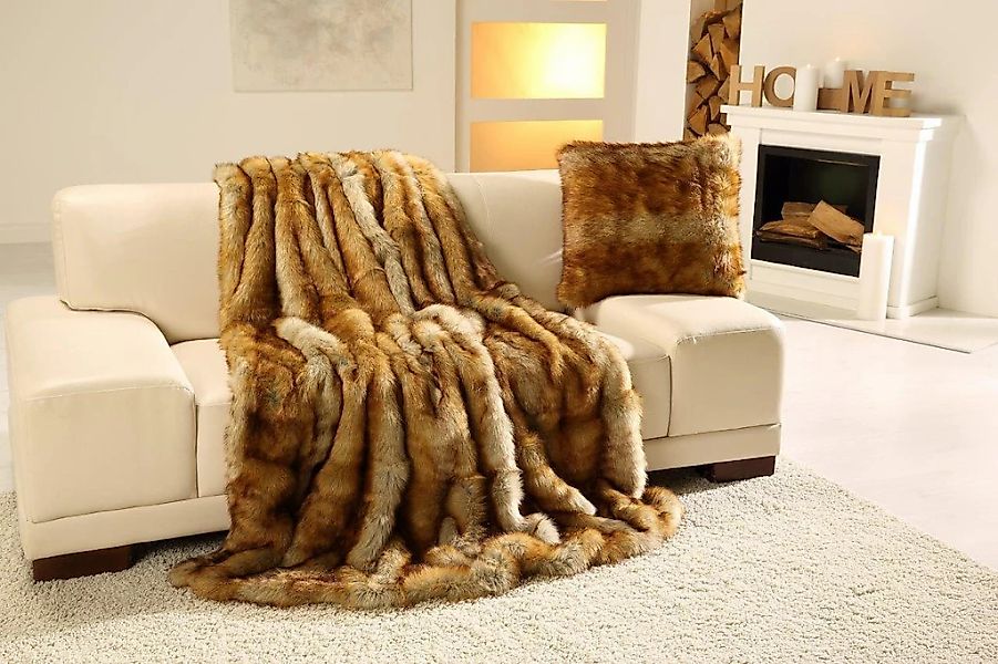 Gözze Wohndecke "Fuchs Felloptik" besonders wärmend, Kuscheldecke günstig online kaufen