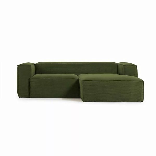 Natur24 Sofa Sofa Blok 2-Sitzer mit Longchair rechts grün 240cm Couch günstig online kaufen