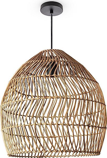 Paco Home Pendelleuchte ORNA, ohne Leuchtmittel, Pendellampe Rattan Korb Bo günstig online kaufen