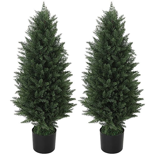 HOMCOM Künstliche Zypresse 2er-Set groß 90 cm Kunstpflanze, künstliche Pfla günstig online kaufen