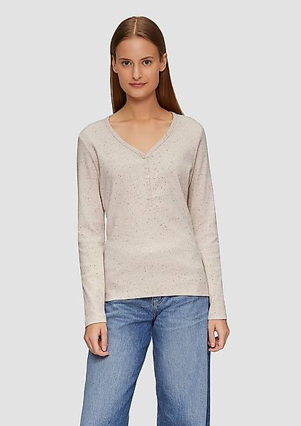 s.Oliver Langarmshirt T-Shirt Geripptes Henleyshirt aus Effektgarn günstig online kaufen