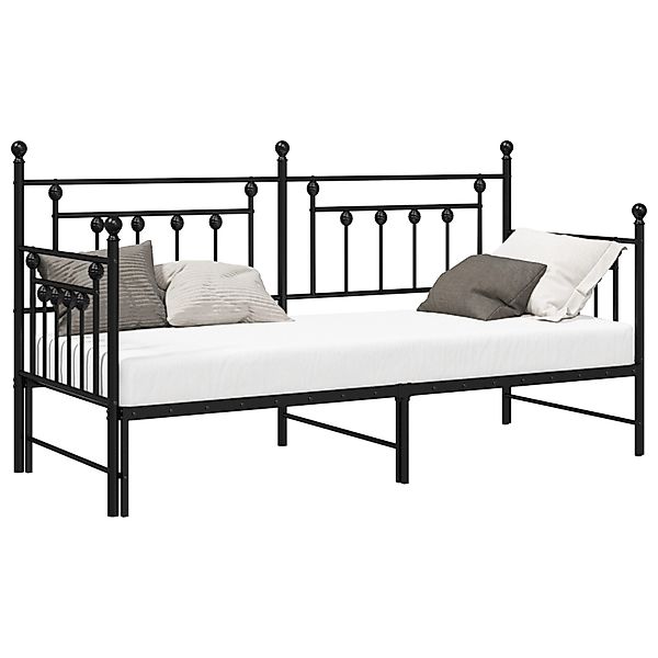vidaXL Bett Tagesbettgestell mit Ausziehbett Schwarz günstig online kaufen