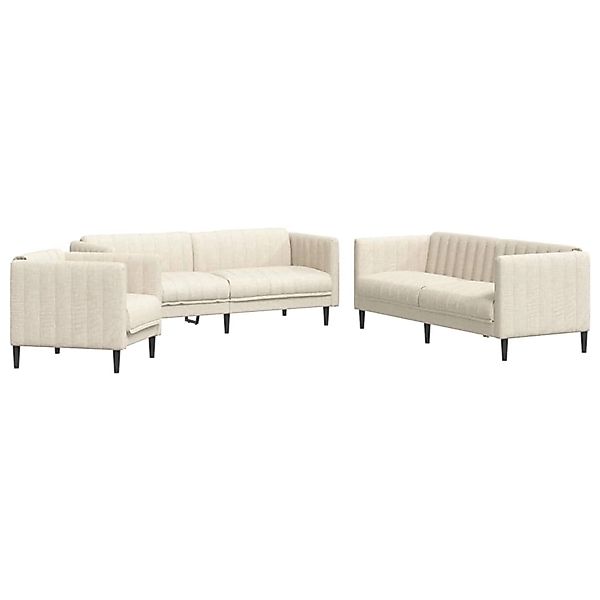 vidaXL 3-Tlg Sofagarnitur Creme Stoff 3209236 günstig online kaufen