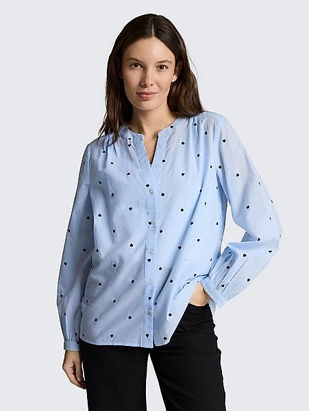 TOM TAILOR Langarmbluse Blusen & Shirts Bluse mit Herz-Stickerei günstig online kaufen