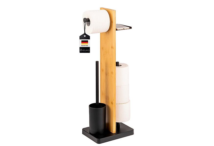 eluno WC-Garnitur 4in1, WC-Bürste, (Ersatz)Rollenhalter, Ablage, schwarz, T günstig online kaufen