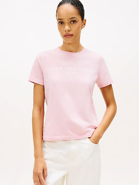 Tommy Hilfiger Kurzarmshirt "REG CORP LOGO C-NK mit Logoschriftzug und Stic günstig online kaufen