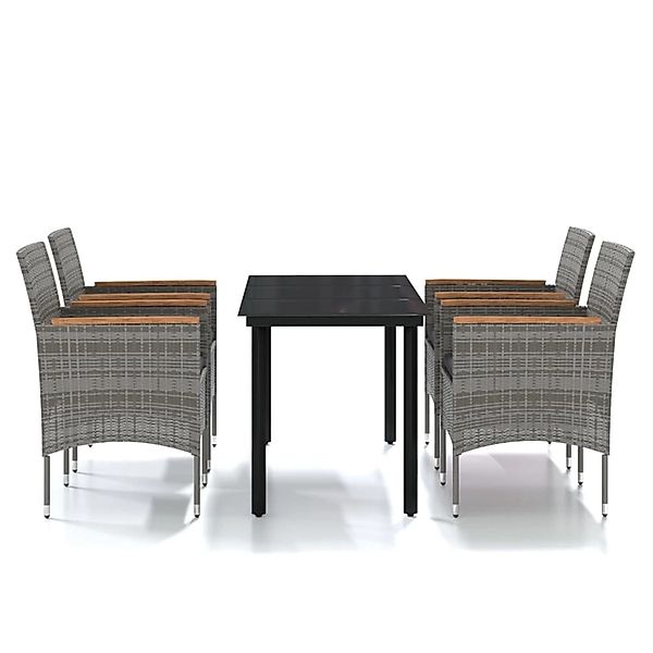 vidaXL 5-Tlg Garten-Essgruppe mit Kissen Grau und Schwarz 3099337 günstig online kaufen