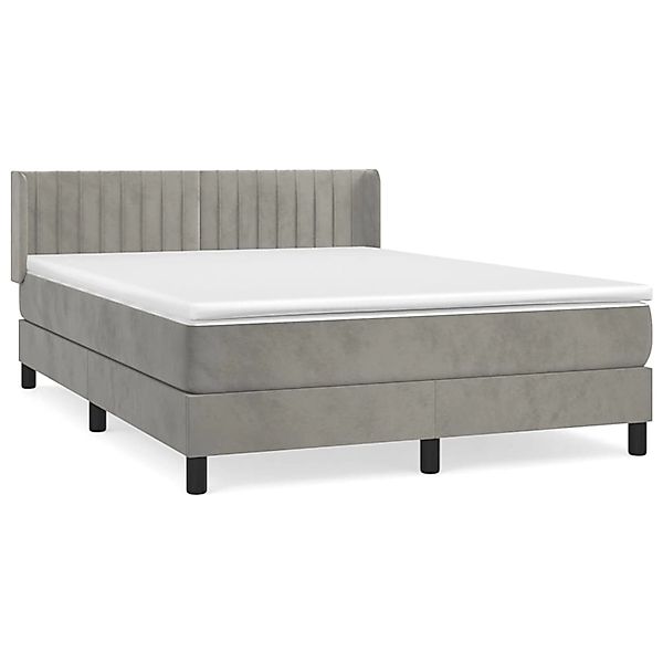 vidaXL Boxspringbett mit Matratze Hellgrau 140x190 cm Samt1466832 günstig online kaufen