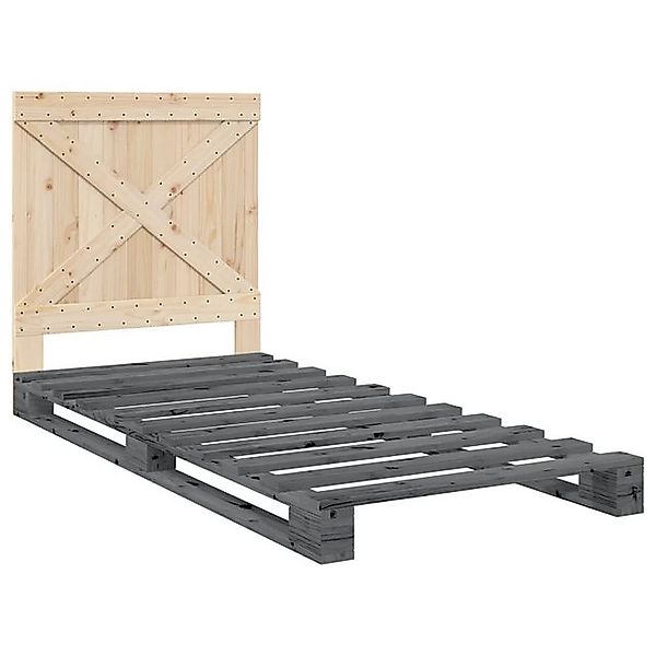 vidaXL Bett Massivholzbett mit Kopfteil Grau 90x200 cm Kiefer günstig online kaufen