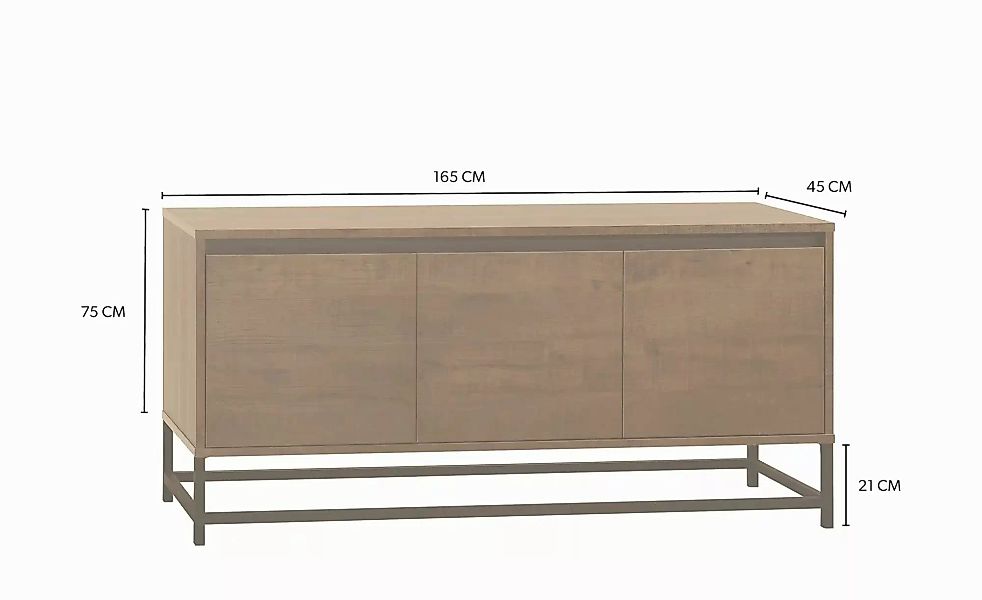 uno Sideboard  Milltown ¦ holzfarben ¦ Maße (cm): B: 165 H: 75 T: 45.0 Komm günstig online kaufen