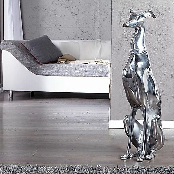 Deko Skulptur Windhund GALGO Espa?ol Silber aus poliertem Aluminium 70cm H? günstig online kaufen