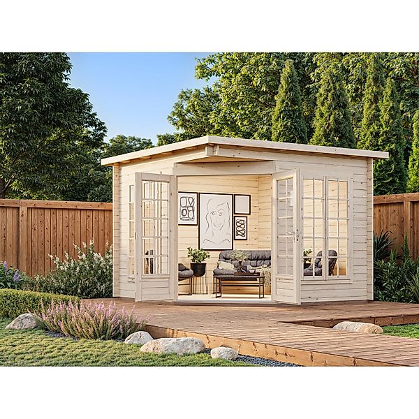 Palmako Pavillon Melanie Low 280 x 280 cm Tauchgrundiert Hellbraun FSC® günstig online kaufen