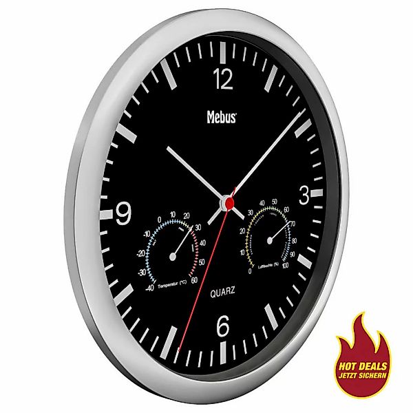 Mebus Wanduhr schwarz D: ca. 25 cm günstig online kaufen