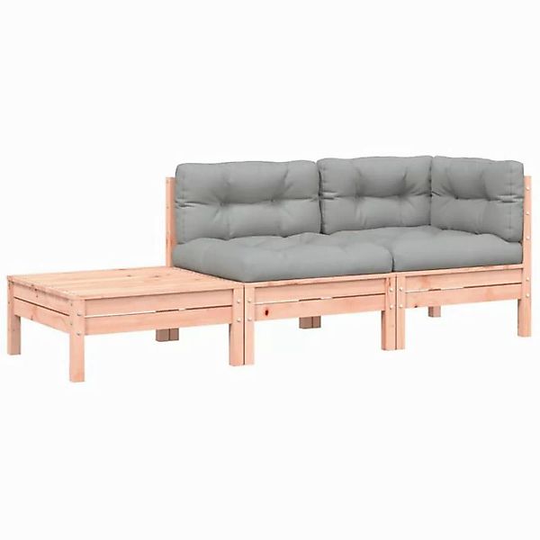 vidaXL Sofa, Gartensofa mit Kissen und Fußhocker Massivholz Douglasie günstig online kaufen