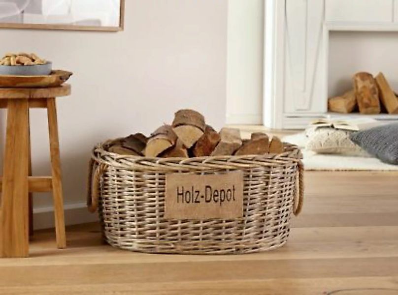 HOME Living Aufbewahrungskorb Holz-Depot Körbe grau günstig online kaufen