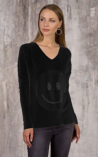 Passioni Strickpullover mit Strass-Smiley günstig online kaufen