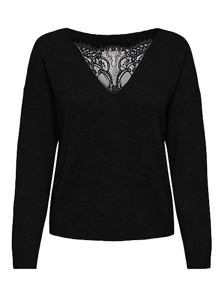 ONLY Rundhalspullover ONLANJA LS LACE MIX O-NECK ZL KNT mit Spitzeneinsatz günstig online kaufen