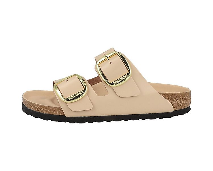 Birkenstock Arizona Big Buckle Naturleder Lack schmal Damen Pantolette Sand günstig online kaufen