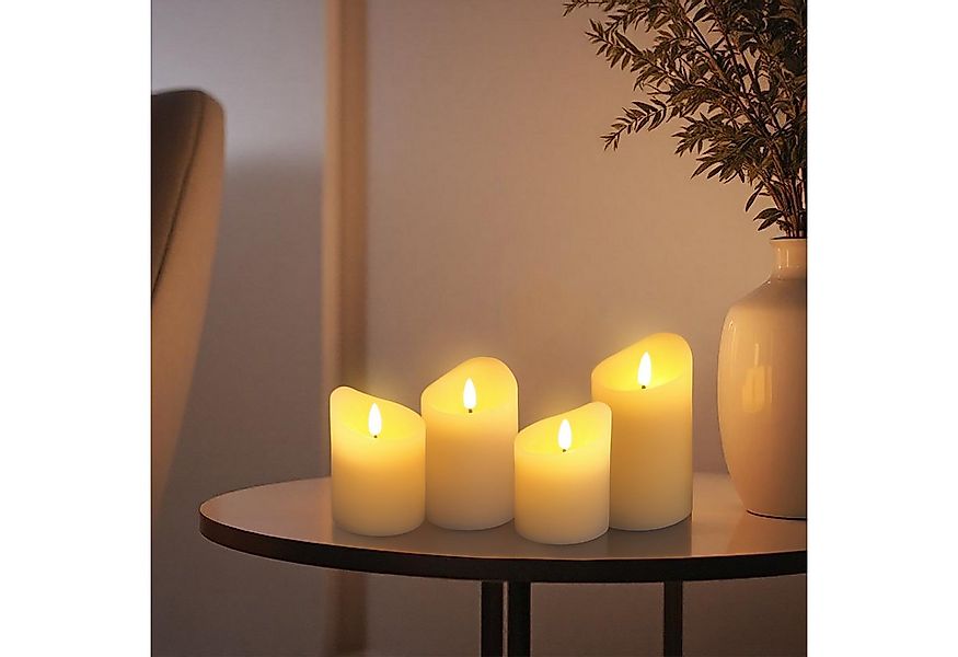 Spetebo LED-Kerze Advent creme 4er Set mit Timer und Flammeneffekt - 9 / 10 günstig online kaufen