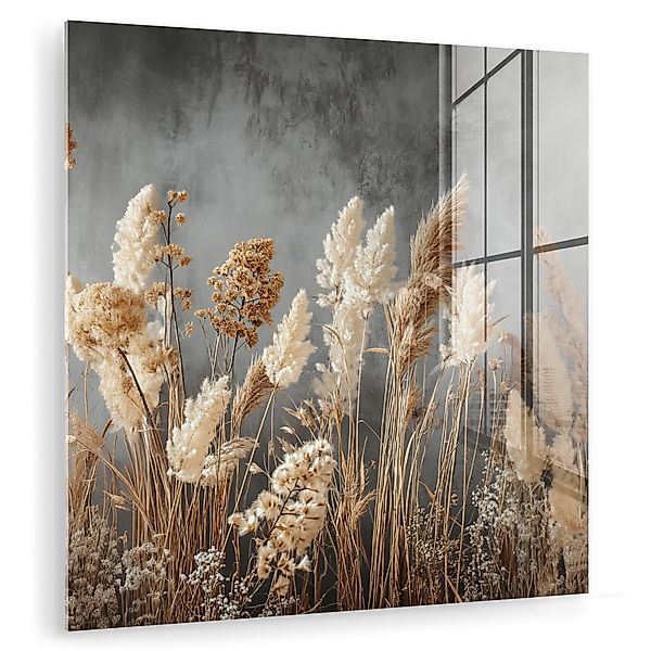 MuchoWow Acrylglasbild Getrocknete Feldblumen - Grau günstig online kaufen
