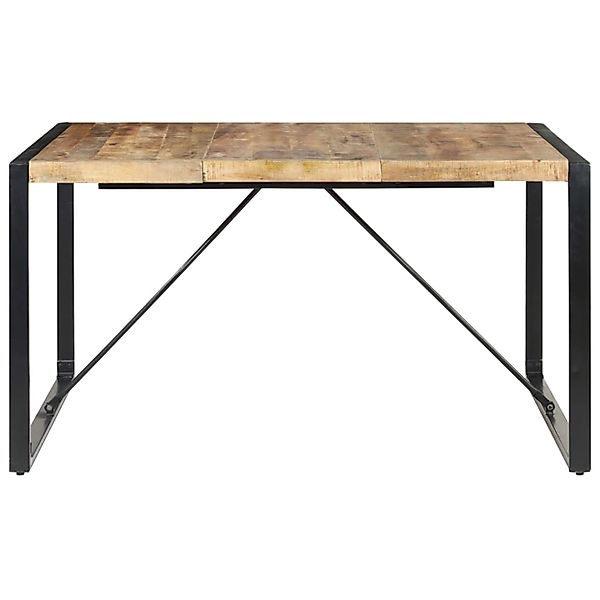 vidaXL Esstisch 140x140x75 cm Raues Mangoholz  Schwarzer Pulverbeschichtung günstig online kaufen