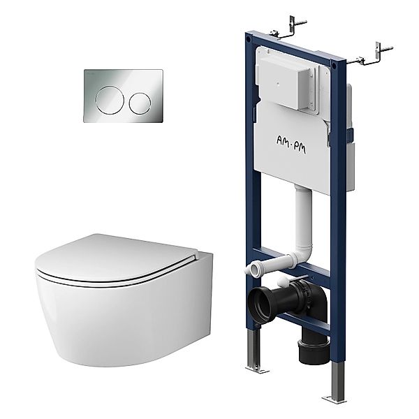 AM.PM WC Set: Wand-WC + Vorwandelement + Drückerplatte Toilette mit Spülkas günstig online kaufen