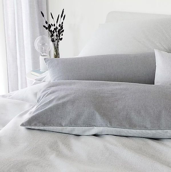 Elegante Flanell Wende Bettwäsche Tender 2677-19 silber grau 135x200 günstig online kaufen