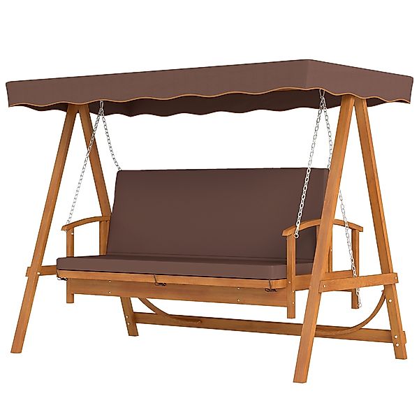 Outsunny 2 in 1 Hollywoodschaukel mit Liegefunktion, 3-Sitzer Gartenschauke günstig online kaufen