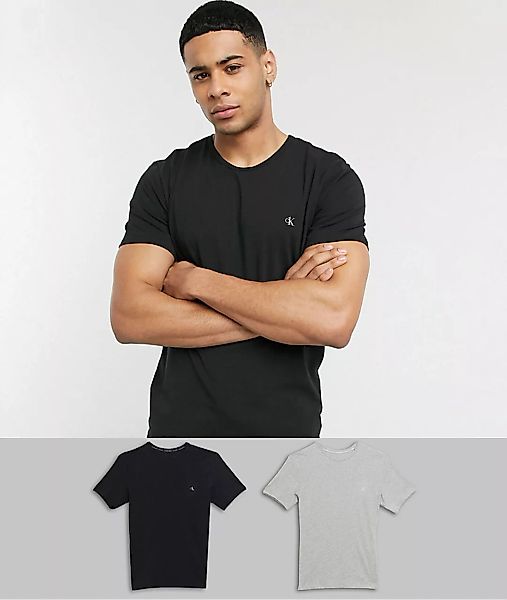Calvin Klein – CK One – Legere Rundhals-T-Shirts mit Logo, 2er Pack-Mehrfar günstig online kaufen