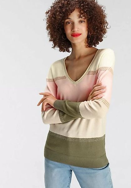 AJC V-Ausschnitt-Pullover in Blockstreifen - NEUE KOLLEKTION günstig online kaufen