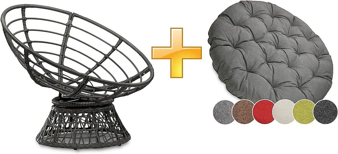 sunnypillow Rattanstuhl Papasansessel, Rattansessel mit Kissen rund Durchme günstig online kaufen