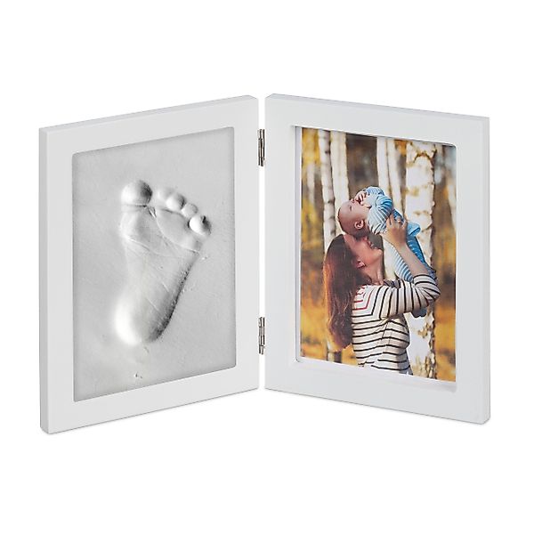 relaxdays Collagerahmen Babybilderrahmen mit Gipsabdruck günstig online kaufen