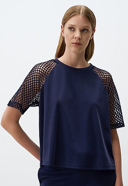 Jimmy Key T-Shirt Mesh Ärmel Marineblau günstig online kaufen