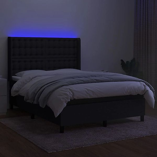 vidaXL Boxspringbett mit Matratze & LED Schwarz 140x190 cm Stoff 3138631 günstig online kaufen