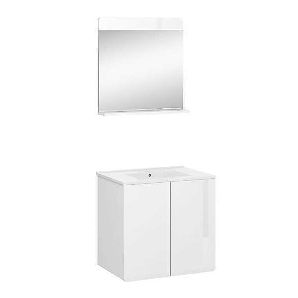 Vicco Badmöbel-Set Izan Weiß Hochglanz 2 Teile günstig online kaufen