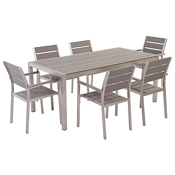 Beliani Gartentisch Set VERNIO Grau Silber 90x180x76 günstig online kaufen