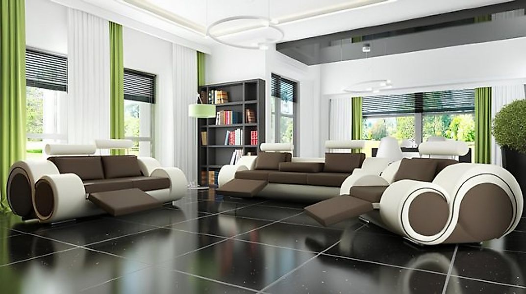 JVmoebel Sofa Leder Sofa mit USB Sofagarnitur 3/2/1 Sitzer Relax Couch, Mad günstig online kaufen