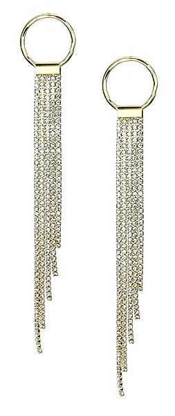 Ella Jonte Paar Ohrstecker, edle lange Wasserfall Ohrringe gold Strass Glit günstig online kaufen