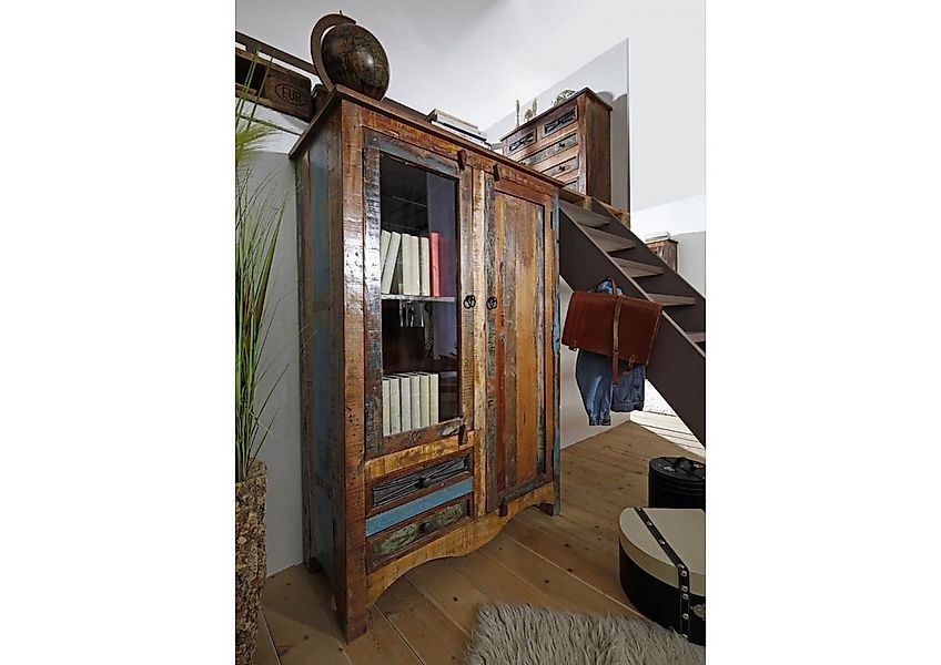 Massivmoebel24 Standvitrine (Vitrine Altholz 95x42x140 mehrfarbig lackiert günstig online kaufen