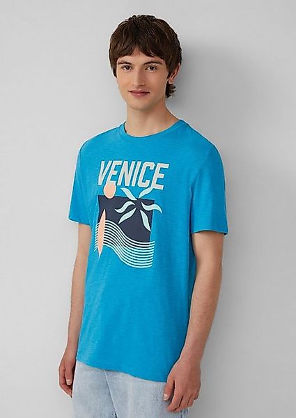s.Oliver Shirttop Baumwoll-T-Shirt mit Frontprint und Flammgarnstruktur günstig online kaufen